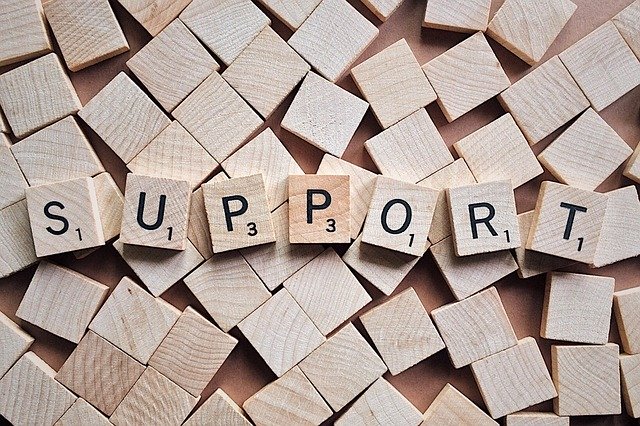 Support spelled in Scrabble. Creating a support network for families of autistic/ADHD children.
