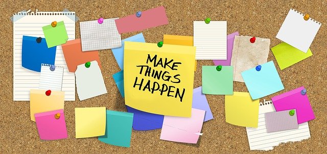 Bulletin board with note saying 'make things happen.' How to advocate for your autistic child?