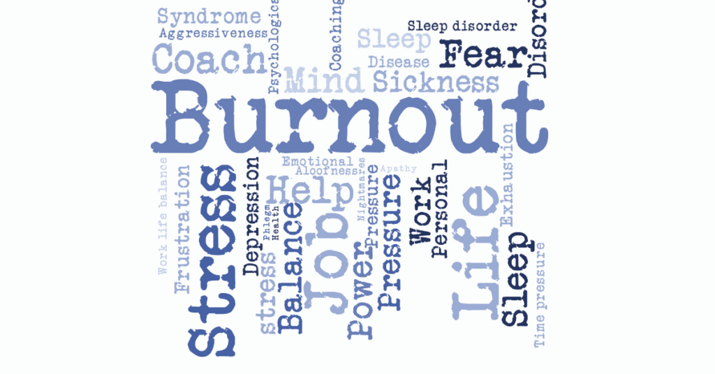 Burnout word cloud. Overcoming parental burnout.