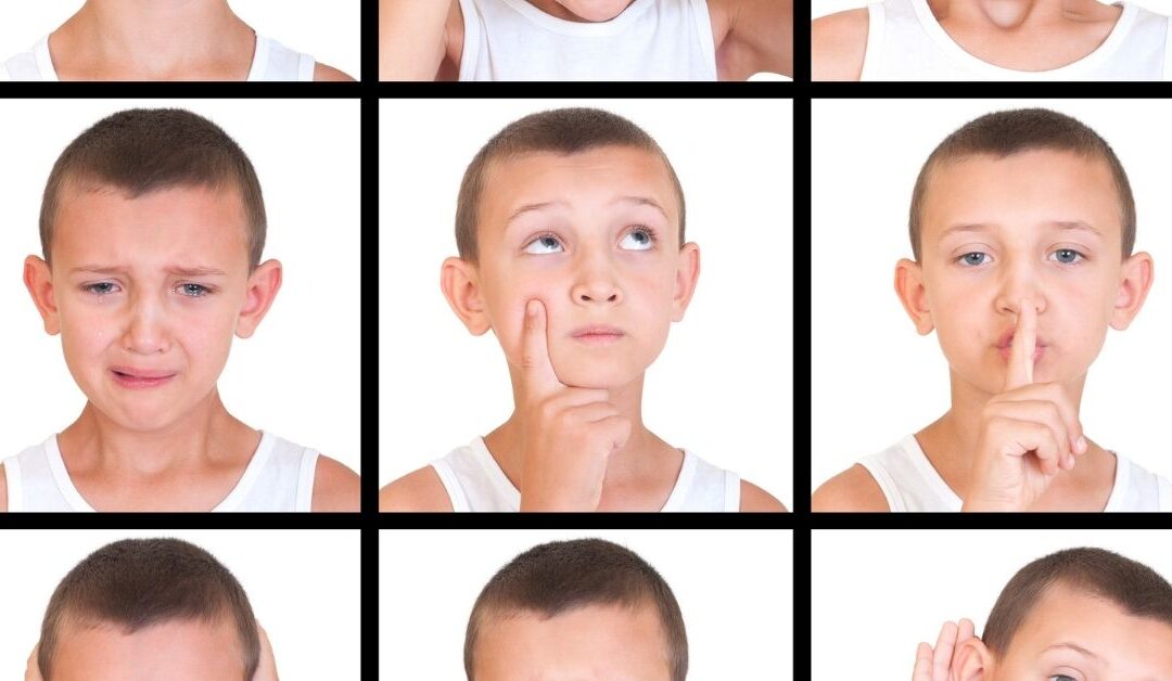 Picture of boy with different emotions.