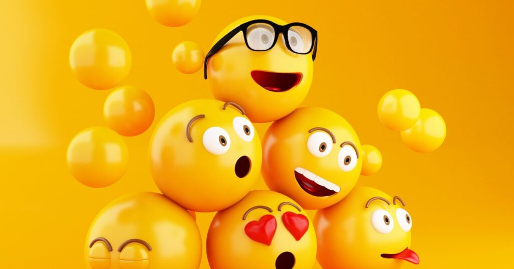 Emoji balls that show different emotions. Look for positive autism and ADHD behaviors.