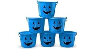 Blue pumpkin buckets for Trick-or-Treating for autism