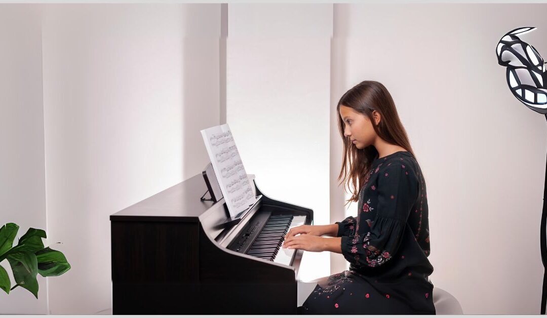 Teen girl playing piano